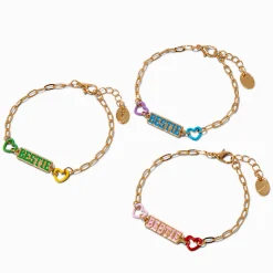 Bracelets réglables cœur « Bestie » couleur dorée Best Friends - Lot de 3