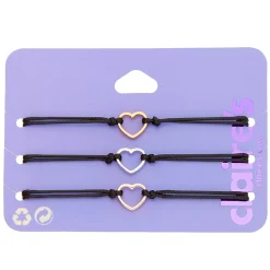 Bracelets réglables cœur en métaux mixtes - Lot de 3