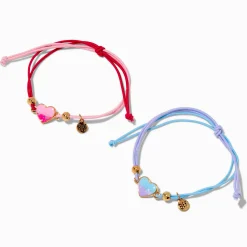 Bracelets réglables cœur pavé dégradé Best Friends - Lot de 2