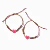 Bracelets réglables cœur tressés arc-en-ciel best friends - Lot de 2