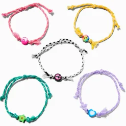 Bracelets tressés réglables paix et amour - Lot de 5