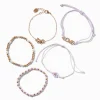 Bracelets violets fleurs et « Love » - Lot de 5