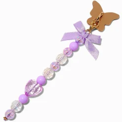 Breloque autocollante nœud lilas et papillon couleur dorée