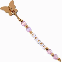 Breloque autocollante nœud lilas et papillon couleur dorée