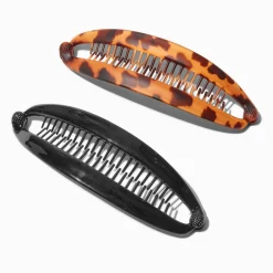 Brown & Black Tortoiseshell Banana Clip Hair Claws - 2 Pack