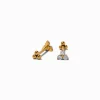 C LUXE by Claire's Gold-tone Titanium Cubic Zirconia Triple Ball Stud Earrings