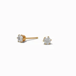 C LUXE by Claire's 18kt Gold Plated Cubic Zirconia 4mm Round Cupcake Stud Earrings