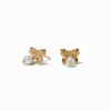C LUXE by Claire's 18kt Gold Plated Pearl Bow Stud Earrings