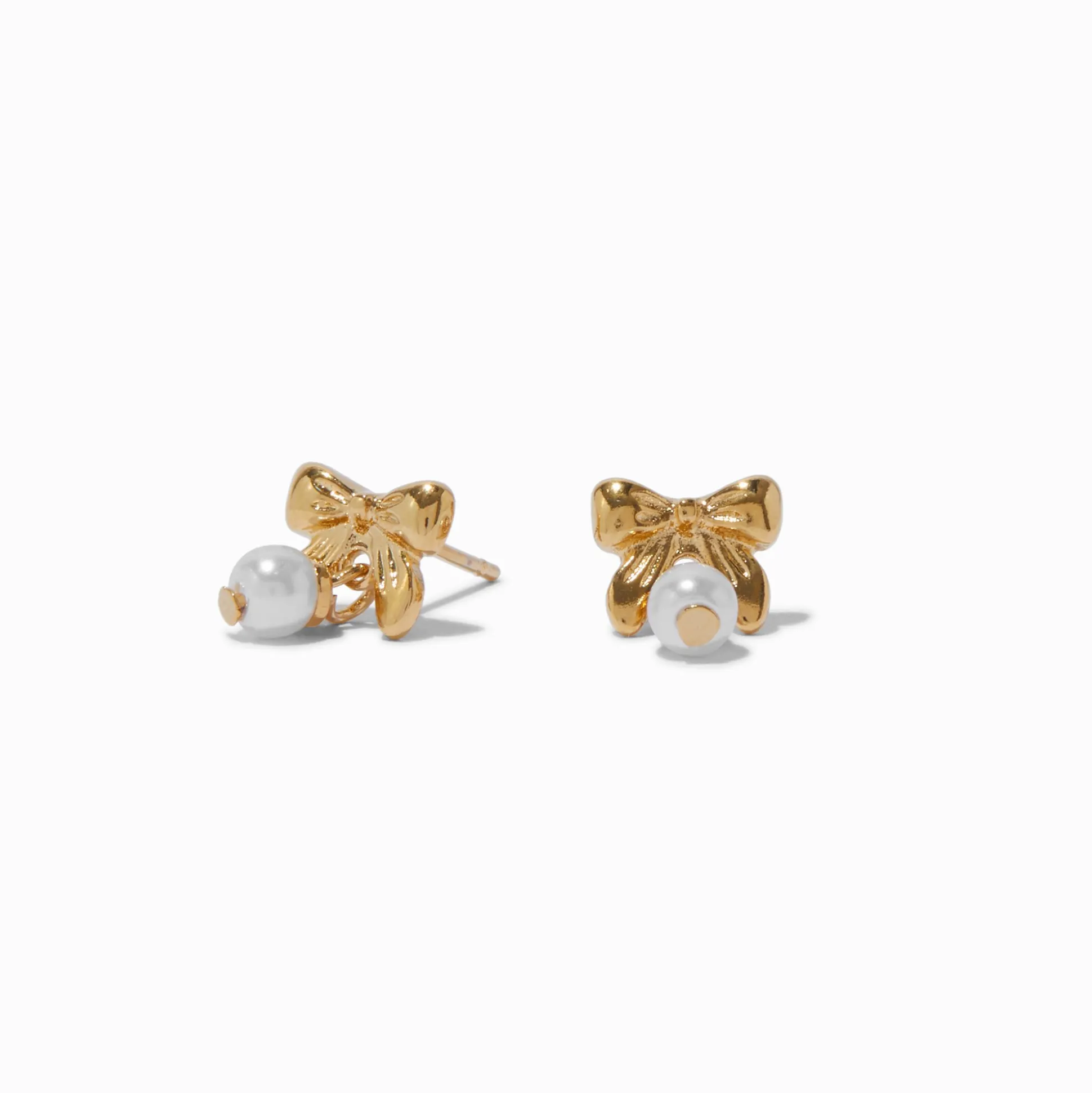 C LUXE by Claire's 18kt Gold Plated Pearl Bow Stud Earrings