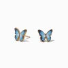 C LUXE by Claire's 18kt Gold Plated Blue Monarch Butterfly Stud Earrings