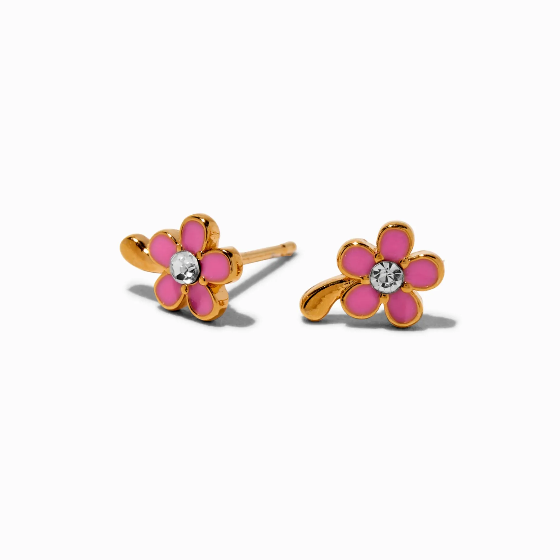 C LUXE by Claire's 18kt Gold Plated Pink Flower Stud Earrings