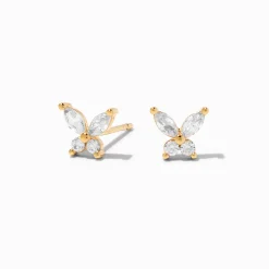 C LUXE by Claire's 18kt Gold Plated Cubic Zirconia Butterfly Earrings