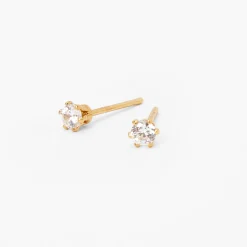 C LUXE by Claire's 18kt Gold Plated Cubic Zirconia 3mm Cupcake Round Stud Earrings