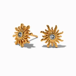 C LUXE by Claire's 18kt Gold Plated Cubic Zirconia Sun Stud Earrings