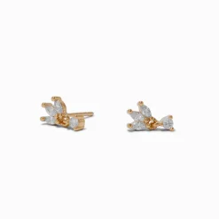C LUXE by Claire's 18kt Gold Plated Cubic Zirconia Flower Stud Earrings