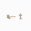 C LUXE by Claire's 18kt Gold Plated Cubic Zirconia Mini Cross Stud Earrings