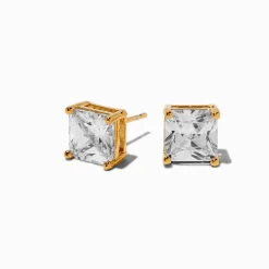 C LUXE by Claire's 18kt Gold Plated Cubic Zirconia 8mm Square Stud Earrings