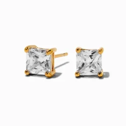 C LUXE by Claire's 18kt Gold Plated Cubic Zirconia 6mm Square Stud Earrings