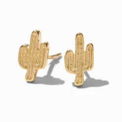 C LUXE by Claire's 18kt Gold Plated Cactus Stud Earrings