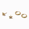 C LUXE by Claire's 18kt Gold Plated Cubic Zirconia Butterfly Studs & Hoop Earrings Set - 2 Pack