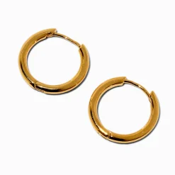 C LUXE by Claire's 18kt Gold Plated 15mm Clicker Hoop Earrings