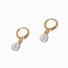 C LUXE by Claire's 18kt Gold Plated 10mm Pearl Clicker Hoop Earrings