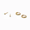 C LUXE by Claire's 18kt Gold Plated Cubic Zirconia 2mm Stud & 8mm Hoop Earrings - 2 Pack
