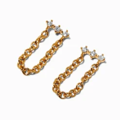 C LUXE by Claire's 18kt Gold Plated Cubic Zirconia Mini Chain Drop Earrings
