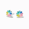 C LUXE by Claire's Sterling Silver Enamel Rainbow Flower Stud Earrings