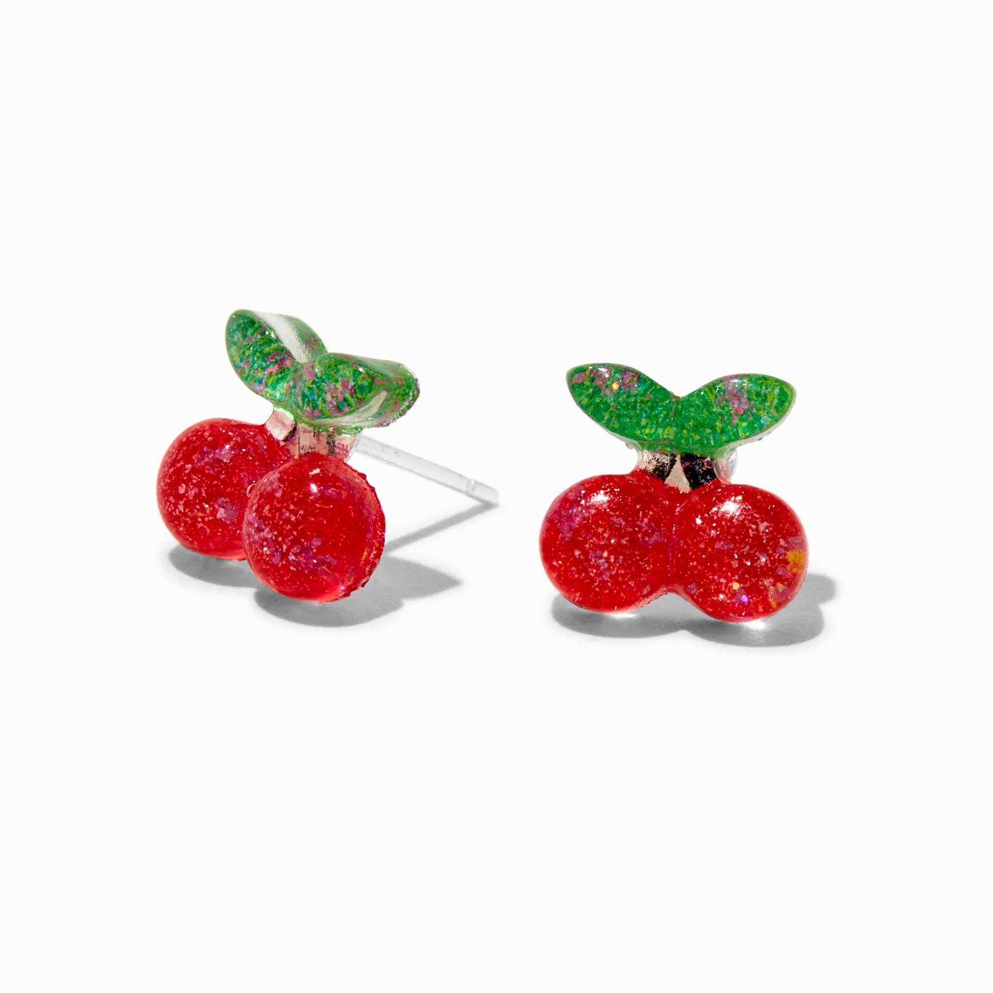 C LUXE by Claire's Sterling Silver Post Glitter Cherry Stud Earrings