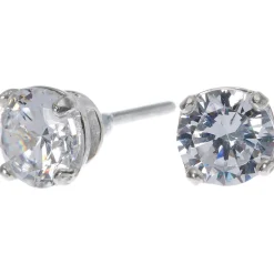 C LUXE by Claire's Sterling Silver Cubic Zirconia 6mm Round Stud Earrings