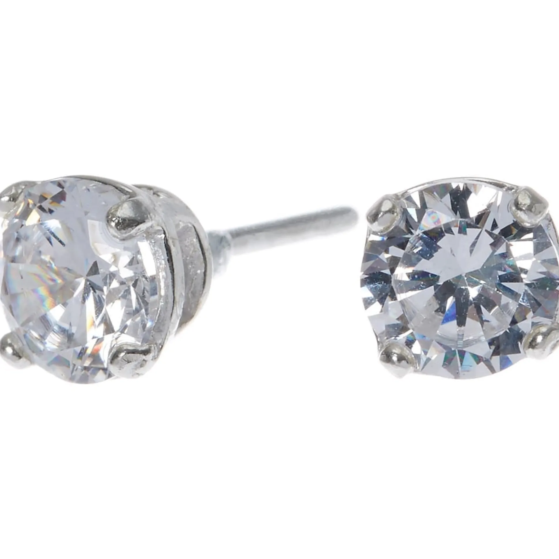 C LUXE by Claire's Sterling Silver Cubic Zirconia 6mm Round Stud Earrings