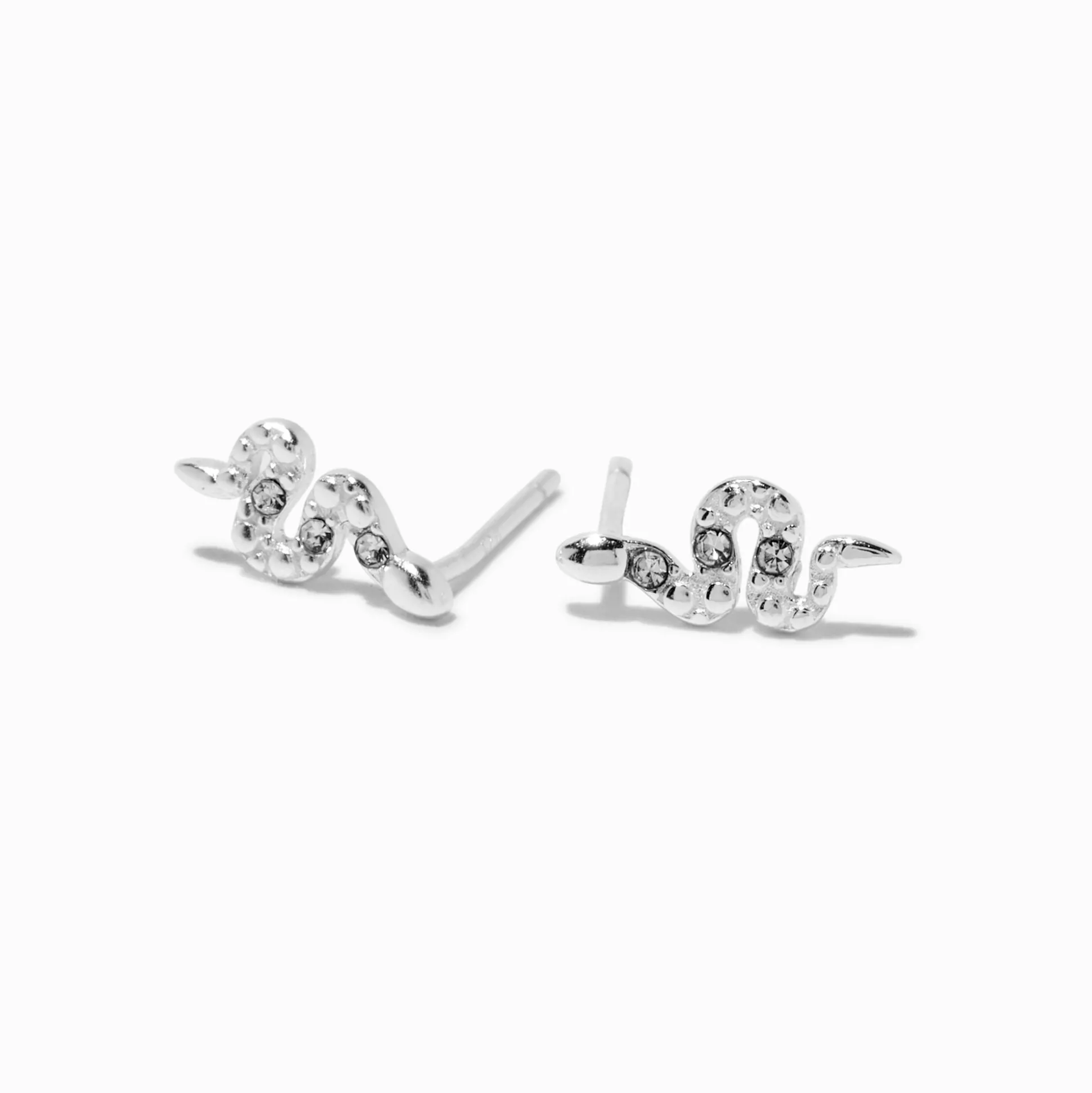 C LUXE by Claire's Sterling Silver Crystal Snake Stud Earrings