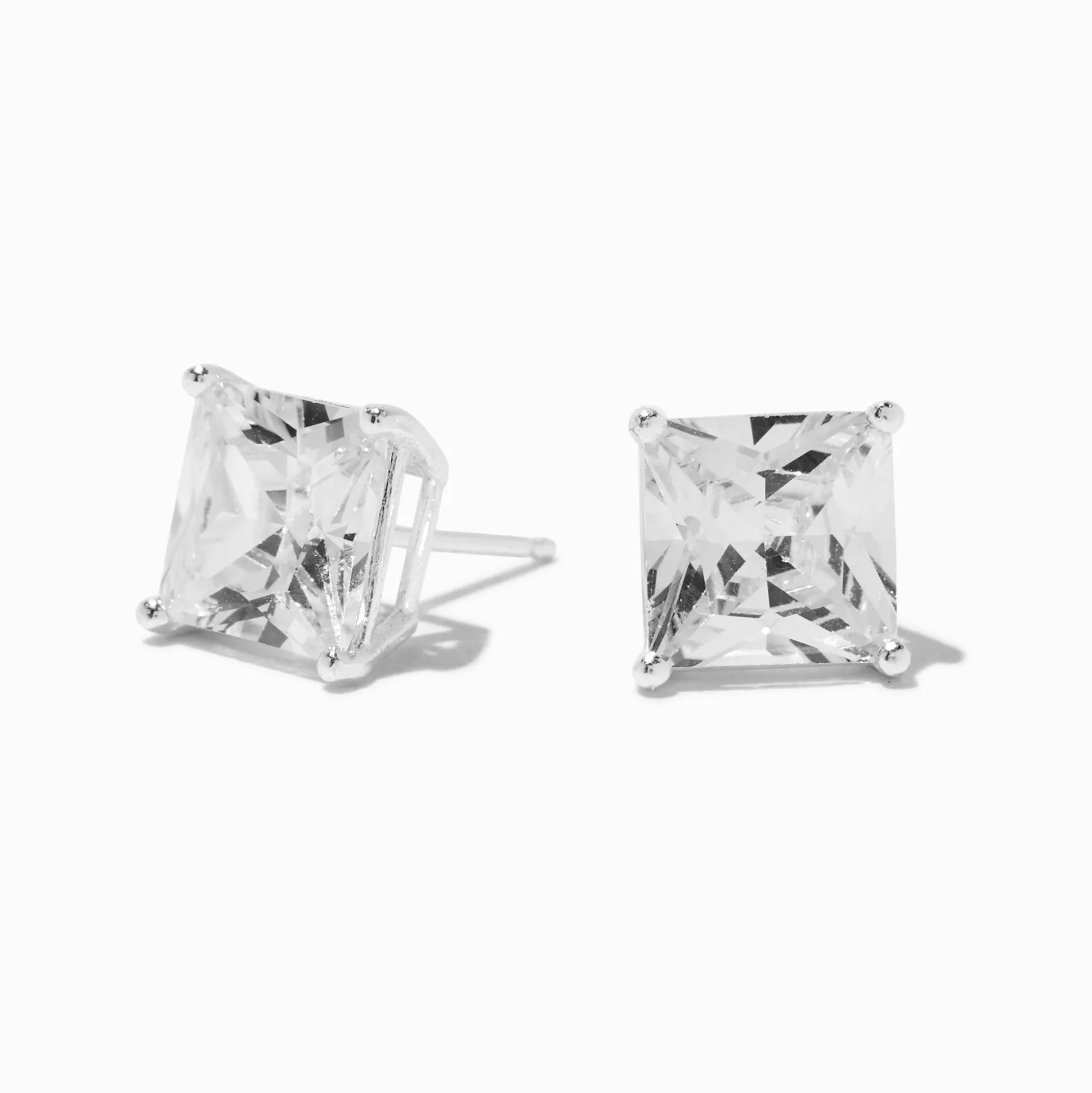 C LUXE by Claire's Sterling Silver Cubic Zirconia 8mm Square Stud Earrings