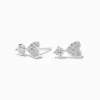 C LUXE by Claire's Sterling Silver Cubic Zirconia Pavé Heart Stud Earrings