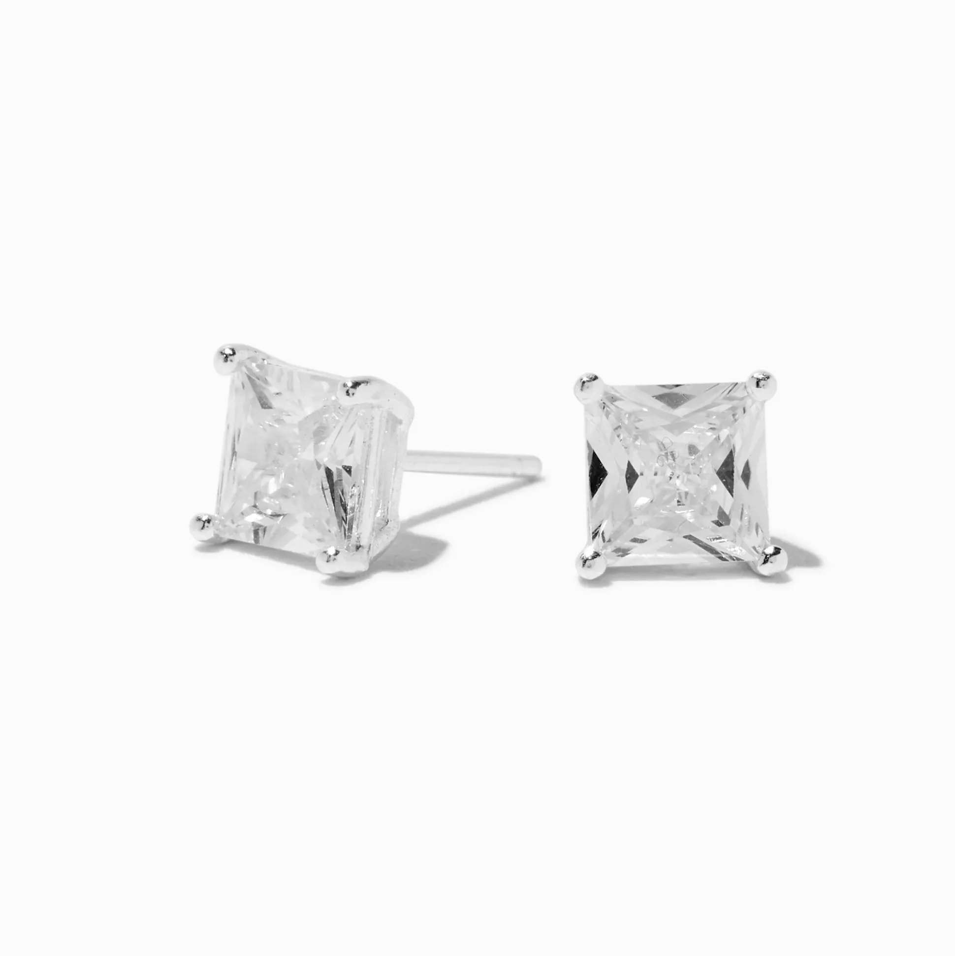 C LUXE by Claire's Sterling Silver Cubic Zirconia 6mm Square Stud Earrings