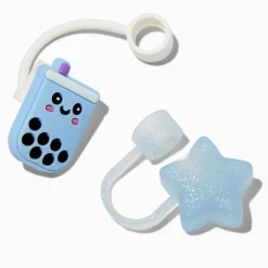 Caches pour paille étoile bleue et thé aux perles bleu - Lot de 2