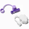 Caches pour pailles, « Lover » violet et nuage blanc - Lot de 2
