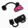 Caches pour pailles, tasse noire et chapeau de cowboy rose - Lot de 2