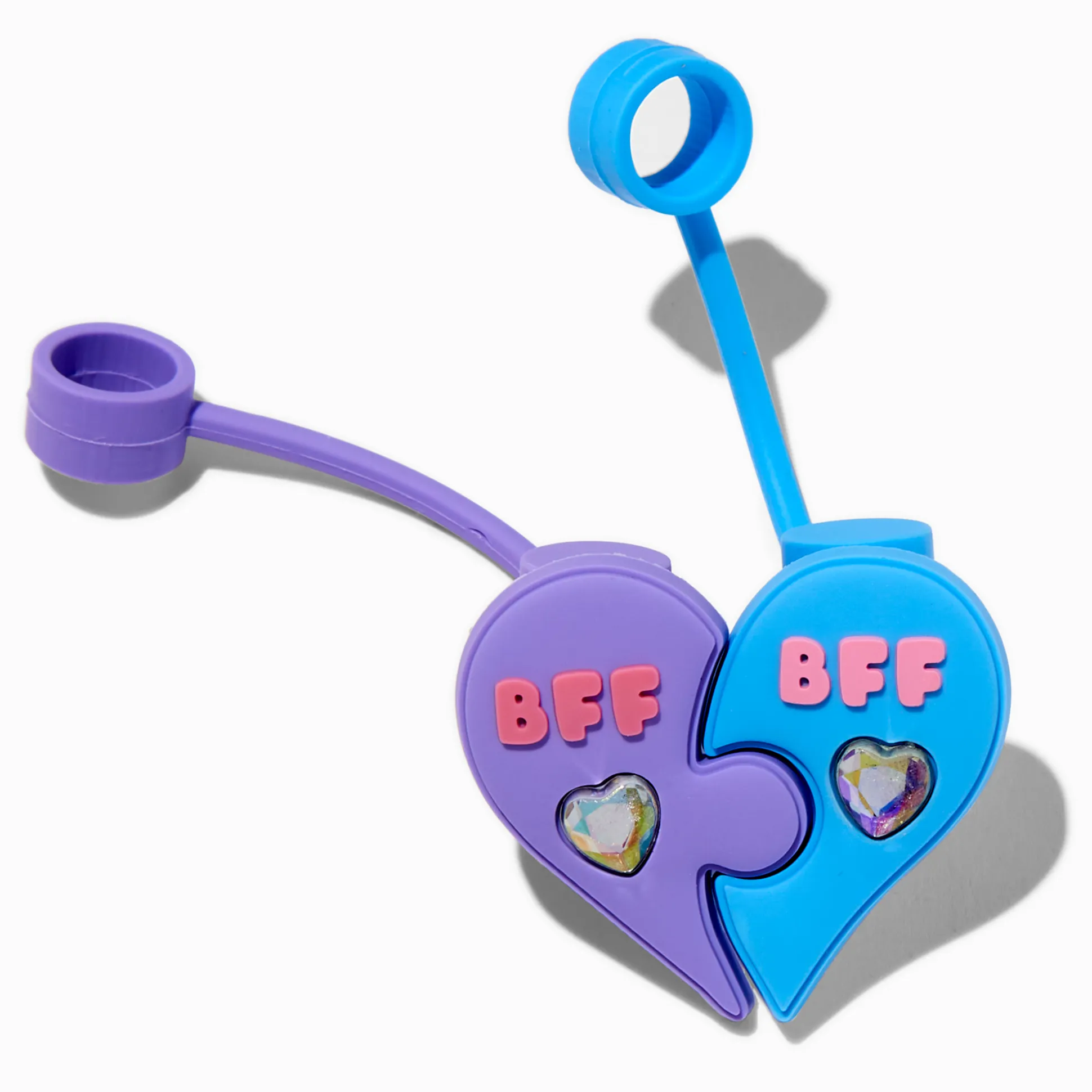 Capuchons pour pailles cœur fendu best friends - Lot de 2