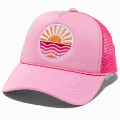 Casquette camionneur rose lever de soleil