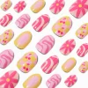 Cherry & Daisy Swirl Stiletto Press On Vegan Faux Nail Set - 24 Pack
