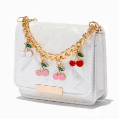 Cherry White Quilted Crossbody Wallet