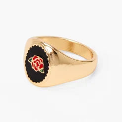 Chevalière couleur doré rose rouge