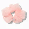 Chouchou à breloques cœur en organza rose clair