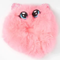 Chouchou chat licorne en fausse fourrure de taille moyenne - Rose