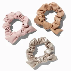 Chouchous à nœud en similicuir - Lot de 3