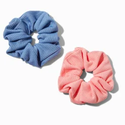 Chouchous côtelés bleu et rose - Lot de 2