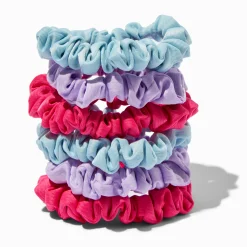 Chouchous fins soyeux bleus, lilas et rose vif - Lot de 6