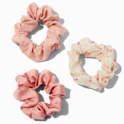 Chouchous floraux en organza roses - Lot de 3